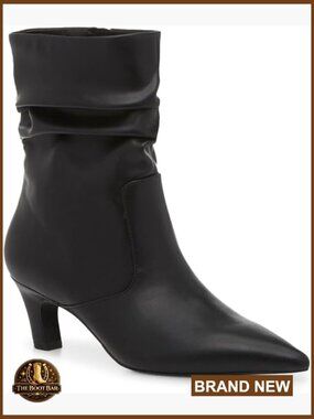 Slouchy Ankle Boots Low Kitten Heel Pointed Toe Side Zipper Fall Shoes